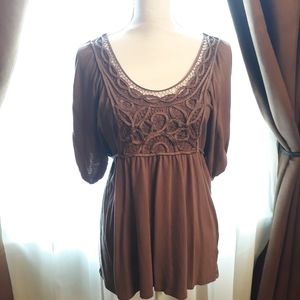 Elle Ribbon & Lace Empire Waist Blouse